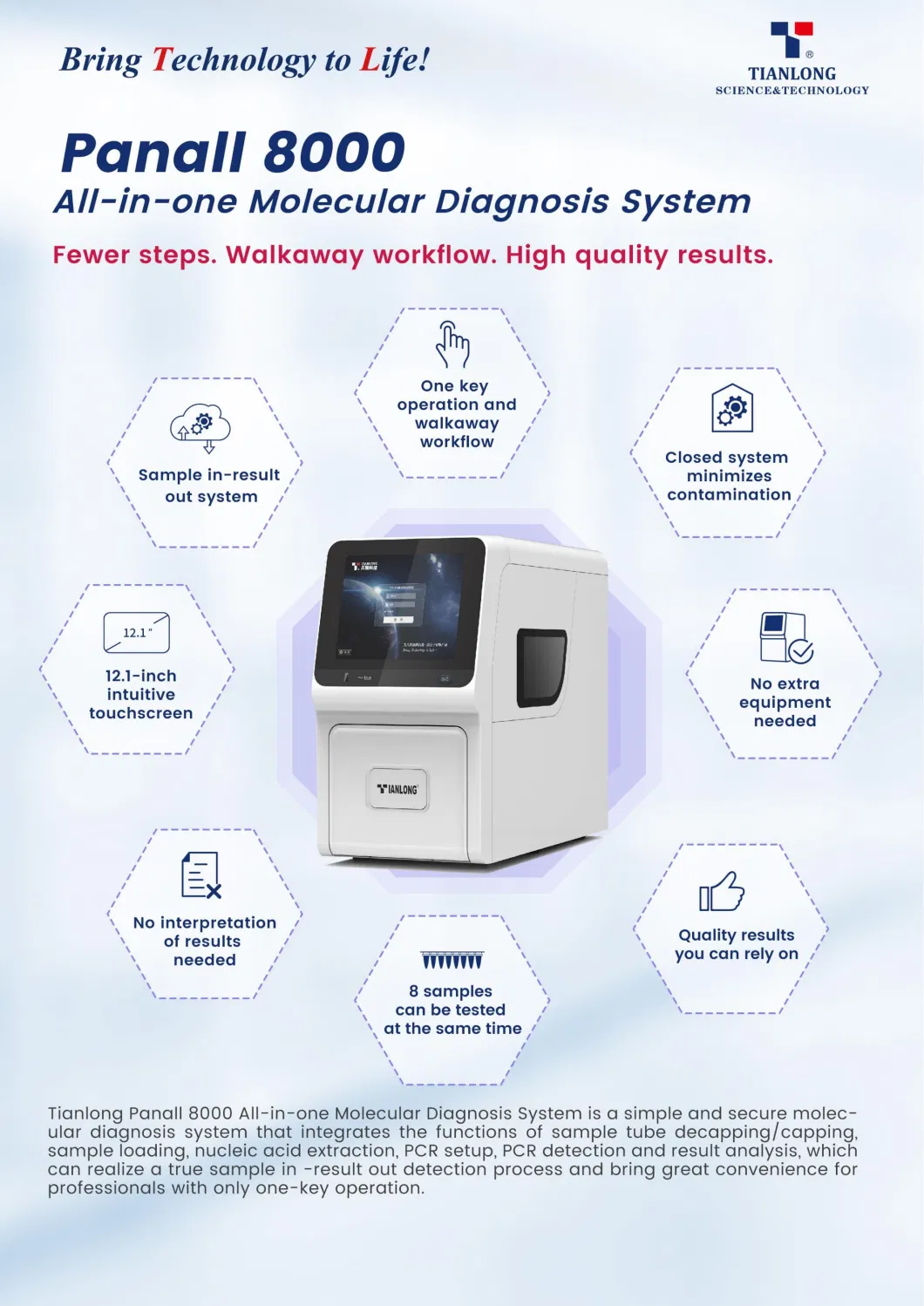 TianLong Panall 8000 All-in-one Molecular Diagnosis System Lab Instrument Medical Equipment